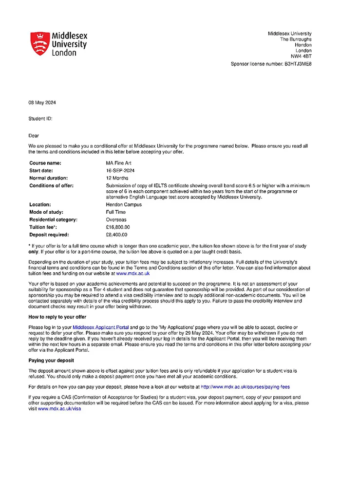 Admission Letter